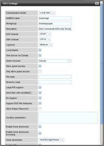 Services CIFS-Settings