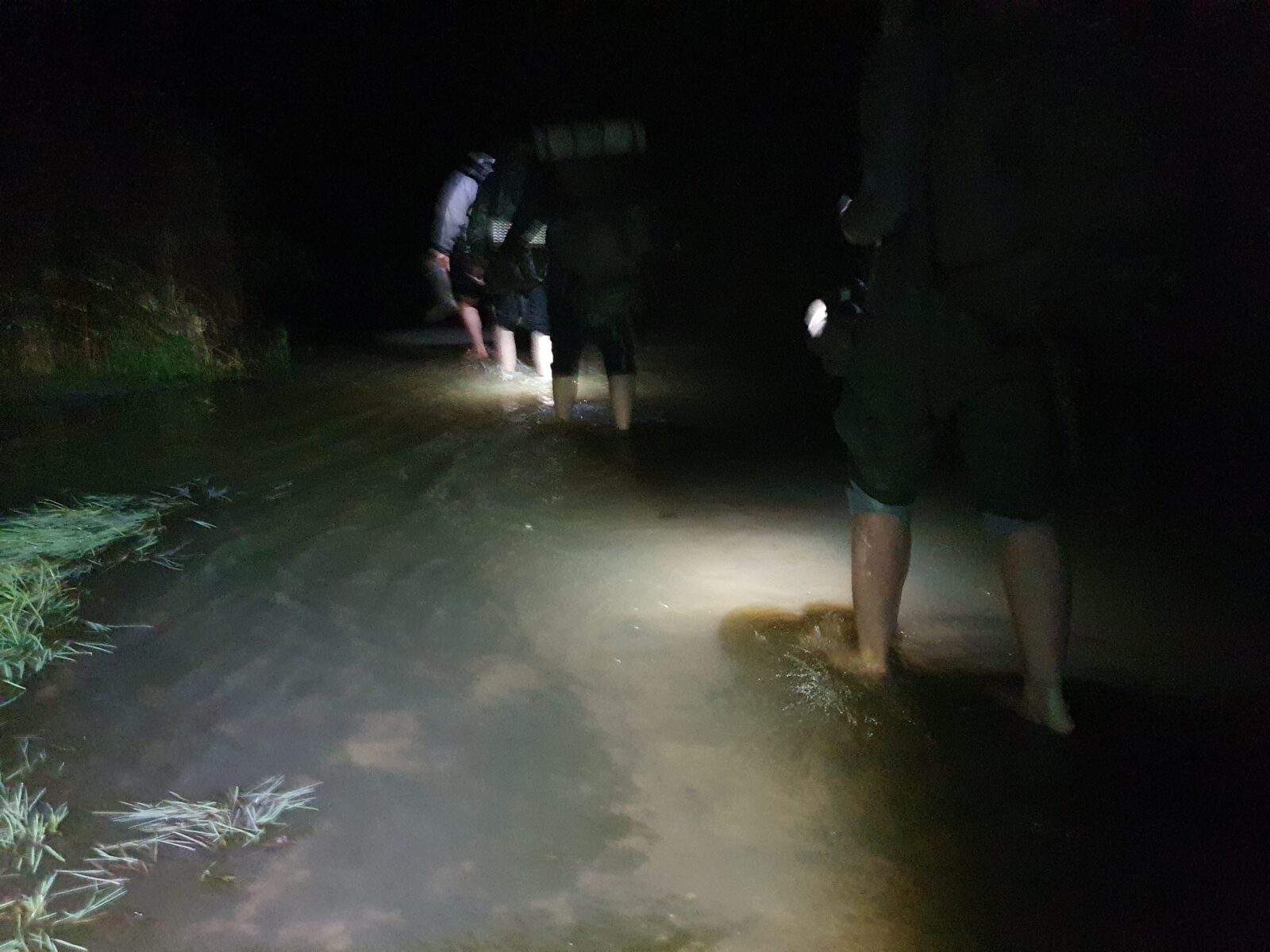 Crossing a flooded section on our way