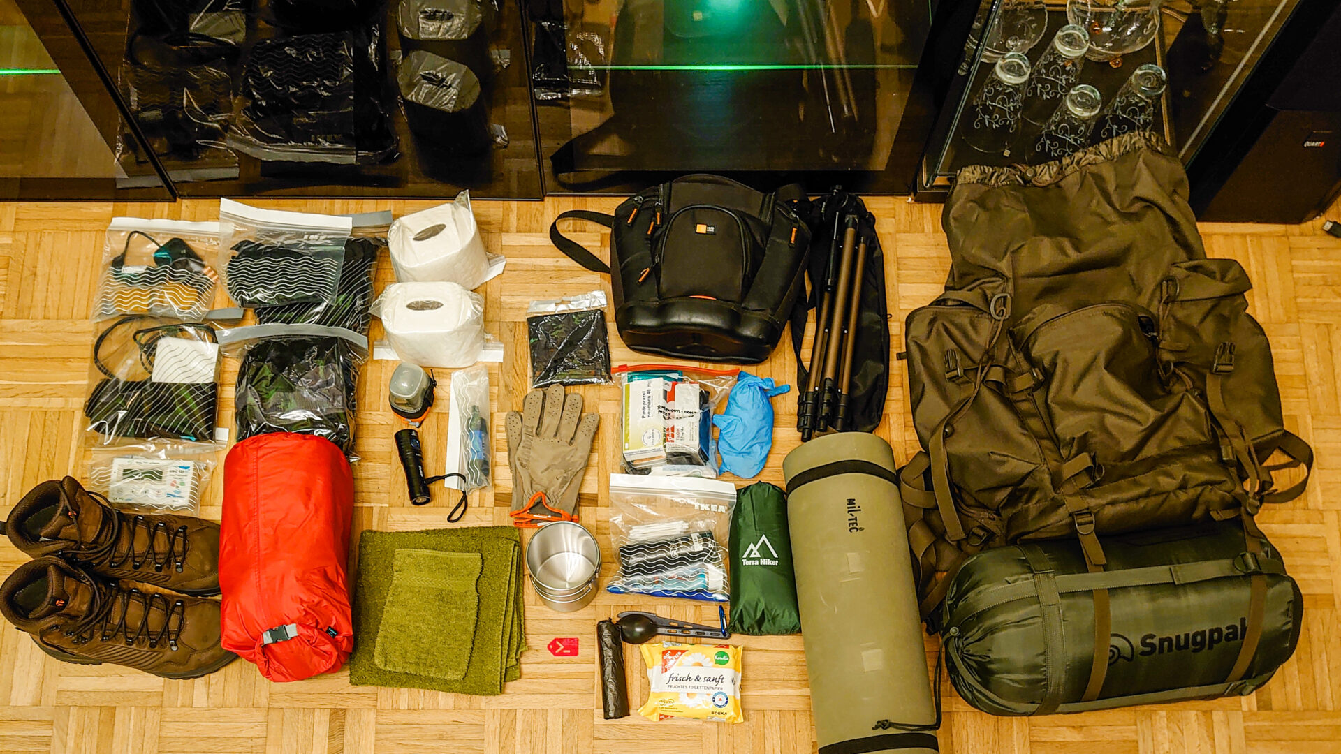 Hiking equipment pack shot