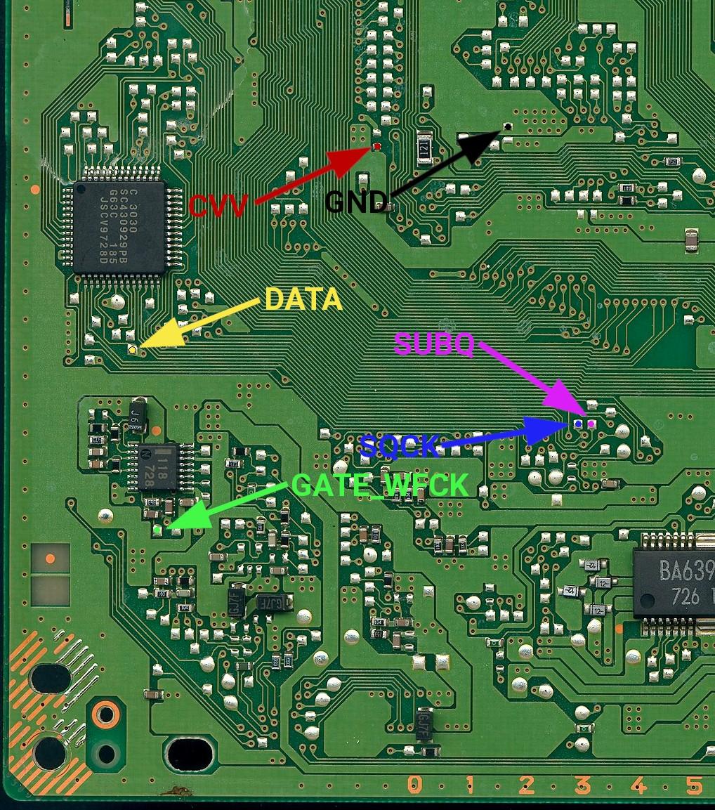 Lötpunkte auf PU-18 Mainboard