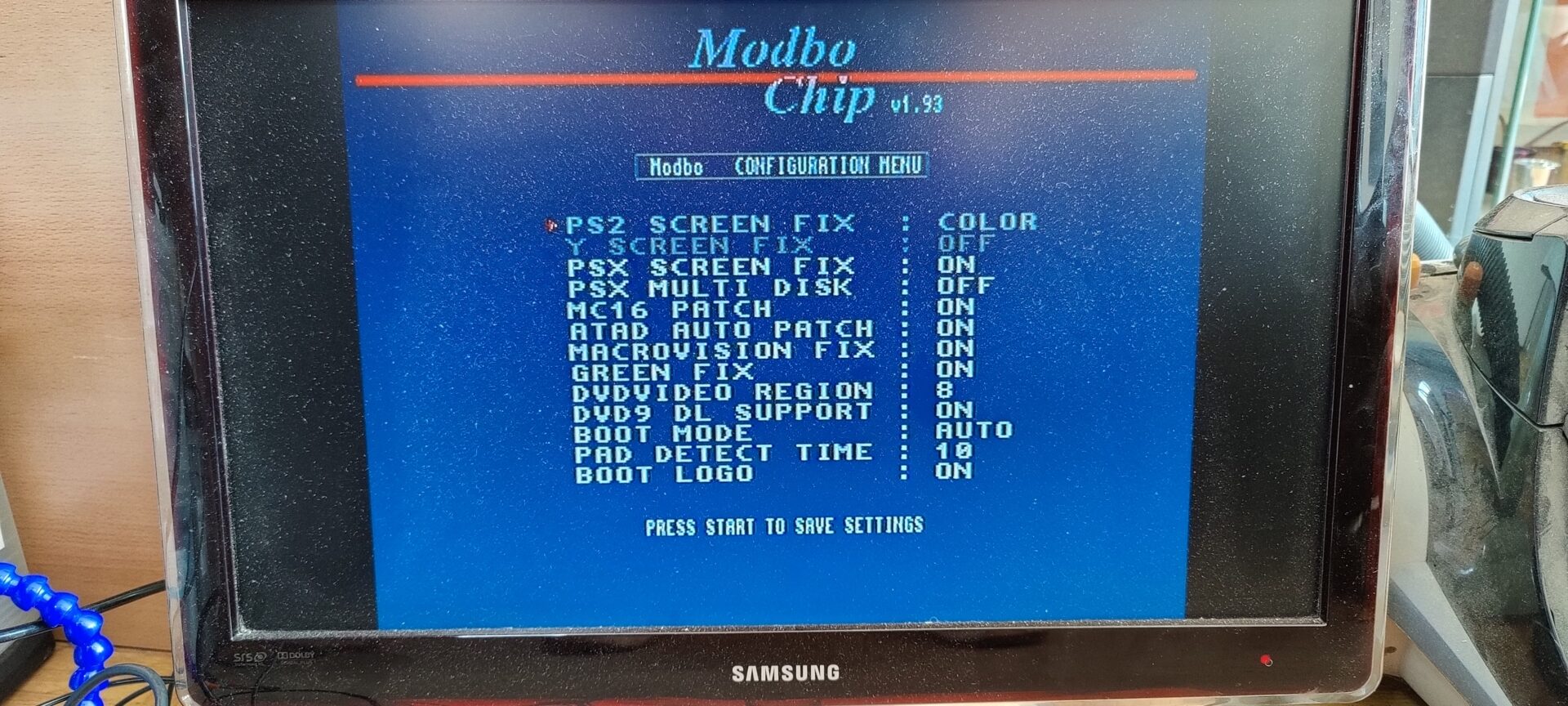 Modbo Chip Konfigurationsmenü